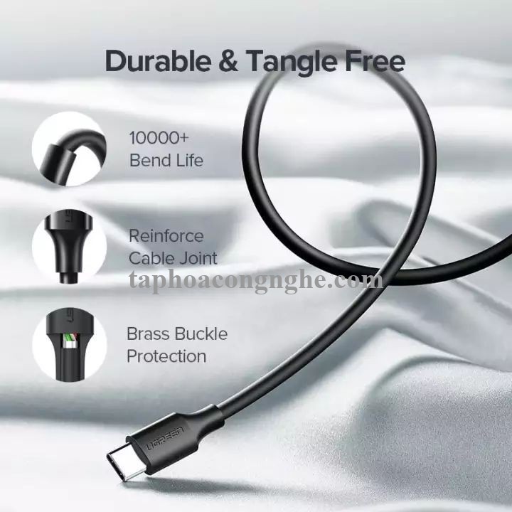 Ugreen 60225 3m 2.0 màu trắng cáp Usb ra Type C sạc và truyền dữ liệu US287 30060225